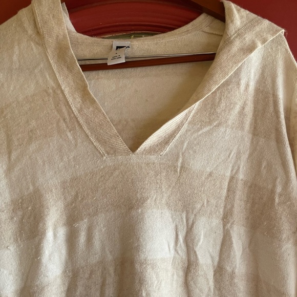 Angora Striped V-Neck hoodie Sweater - Picture 2 of 6